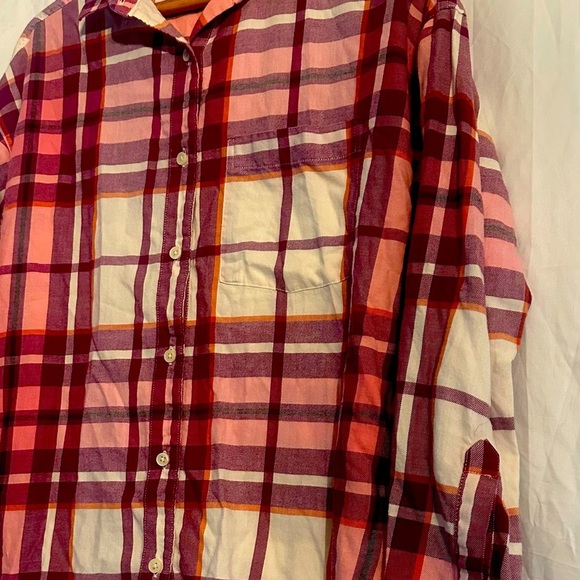 Old Navy Women’s Long Sleeve Button Down Boyfriend Plaid Shirt Size Medium - Picture 4 of 12